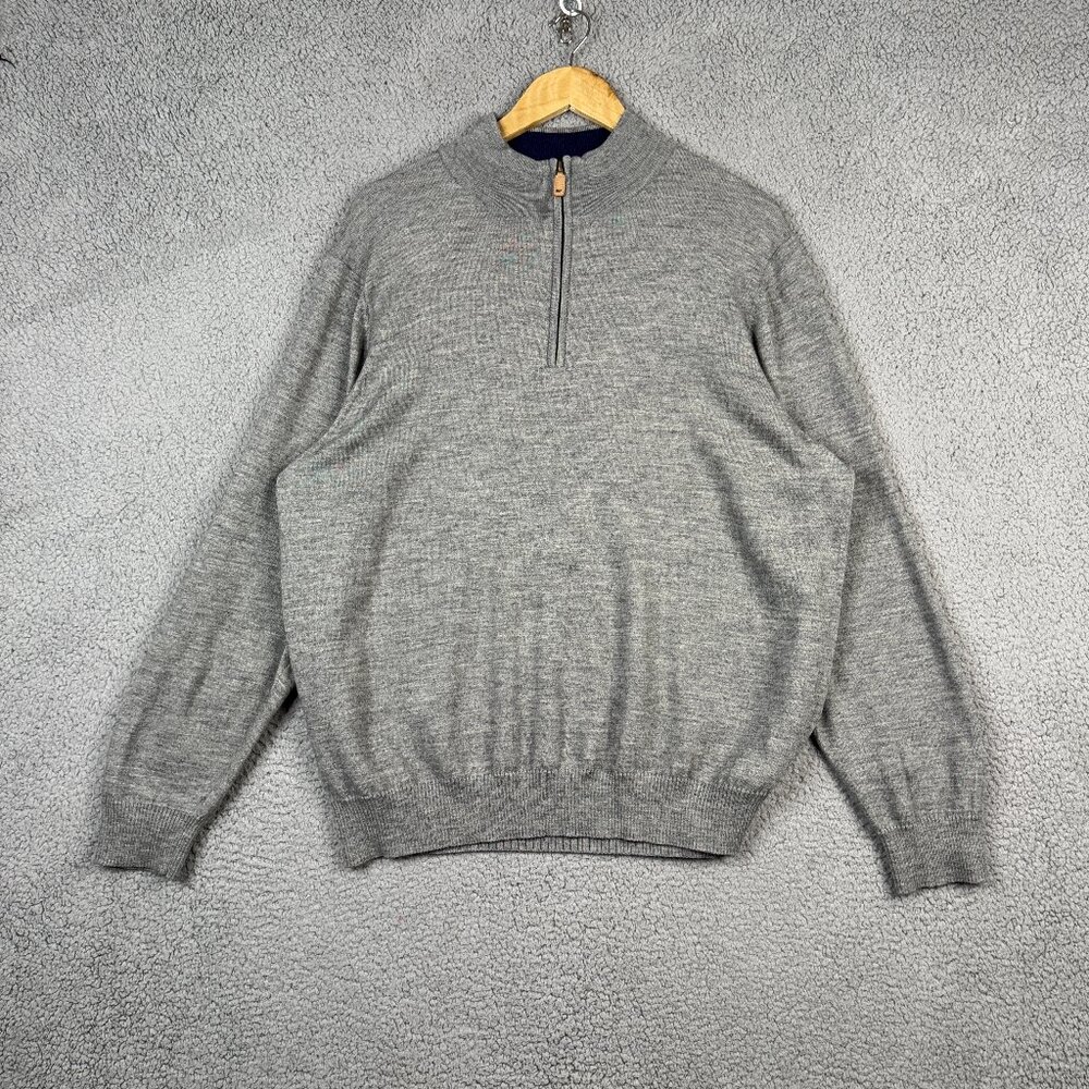 Vineyard Vines Sweater Mens XL Gray Merino Wool Performance 1/4 Zip Pullover